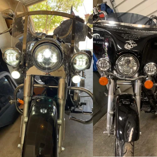 Vista 6 de Kit de luces antiniebla cromadas de 4.5 pulgadas para motocicleta, luz de paso con carcasa de lámpara, cubo de anillo