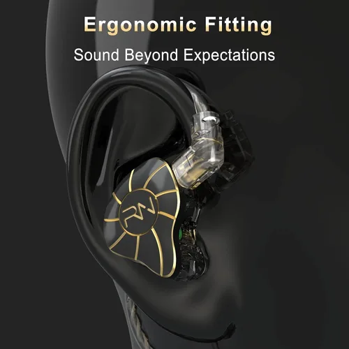 Vista 4 de RevoNext - Auriculares HiFi IEM con micrófono, auriculares híbridos 4BA+1DD con cable, auriculares con monitor intrauditivo con cable desmontable