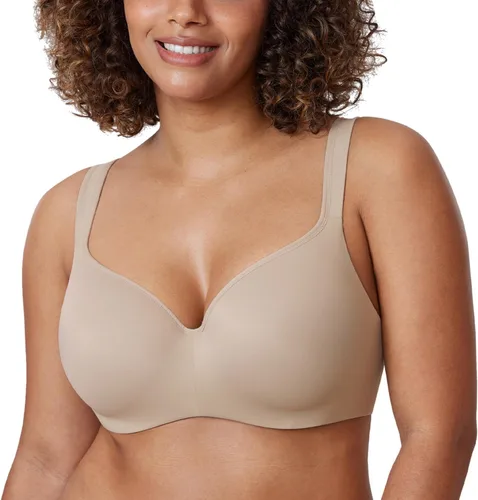 Vista 11 de DELIMIRA Brasier tipo balconette para mujer, cobertura completa, talla grande, con varillas, espalda suave, sin costuras