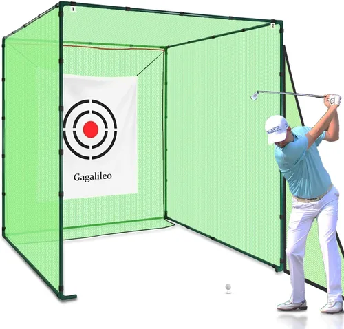 Vista 10 de Gagalileo Golf Driving Cage Net: Heavy Duty 1 in Steel Frame - Noise Reduction Target for Backyard Garage Indoor Simulator - 7x7x7 FT High Density