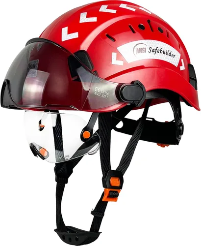 Vista 15 de SAFEBUILDER Casco de seguridad de construcción con visera incorporada Casco duro ABS con visera Ventilación ajustable Casco de trabajo Protección