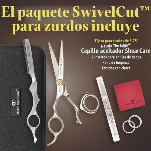 Vista 2 de Olivia Garden SwivelCut - Tijeras de peluquería profesionales para zurdos