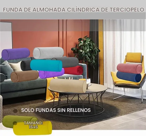 Vista 5 de Fundas de almohada cilíndricas de terciopelo para el cuello de 16 x 6 pulgadas con cremallera oculta para decoración del hogar, almohada cervical