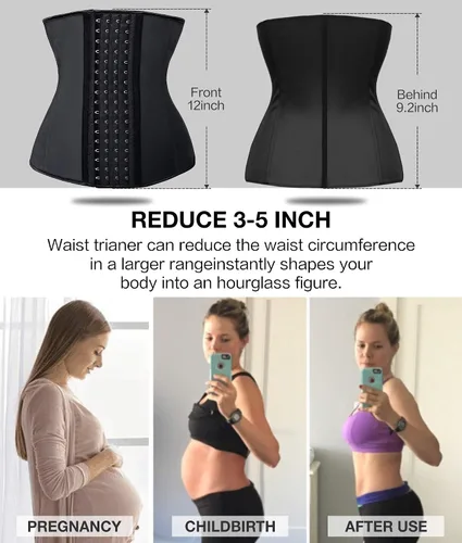 Vista 5 de SHAPERX Latex Waist Trainer for Women 4 Hooks Waist Cincher Corset Hourglass Body Shaper Girdle