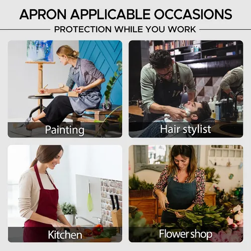 Vista 7 de Delantal de Chef de Mezclilla para Mujeres con Bolsillos, Delantal de Cocina de Camarera de Jean para Hombres para Cocinar Jardinería Pintura