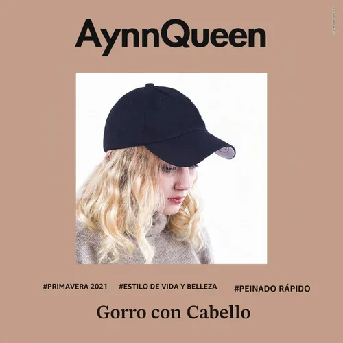 Vista 6 de AynnQueen Gorra de béisbol con extensiones de cabello para mujer, gorra ajustable con peluca sintética adjunta de 24 pulgadas, cabello ondulado