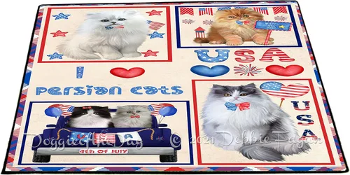 Vista 25 de Doggie of the Day Tapete de piso de gatos persas – Día de la Independencia del 4 de julio – El mejor tapete para perro – Decoración protectora