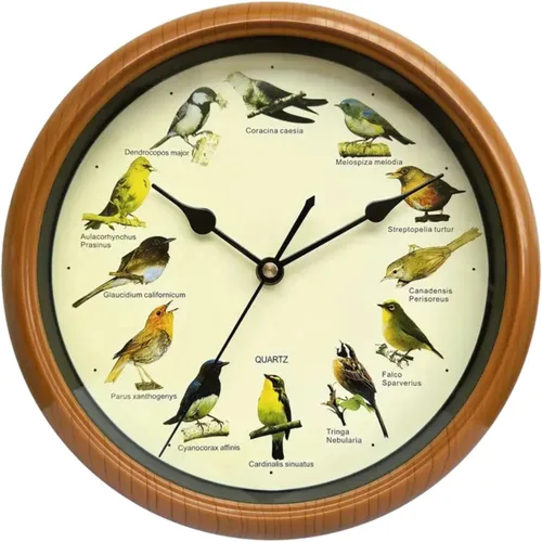 Vista 7 de Generic Reloj de pared de pájaro - Reloj colgante decorativo con sonido para cocina, 10.0x10.0x1.8 in, marrón