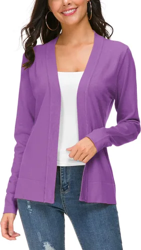 Vista 6 de Urban CoCo Chaqueta de punto de manga larga con frente abierto para mujer Negro