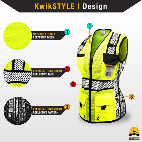 Vista 3 de KwikSafety RoadBOSS Econ & Premium Safety Vest for Women Class 2 ANSI OSHA