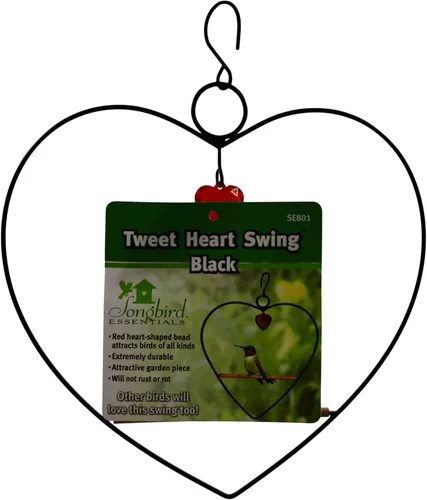 Vista 7 de Songbird Essentials Tweet Columpio Corazón Colibrí - Negro - Clavija de Madera