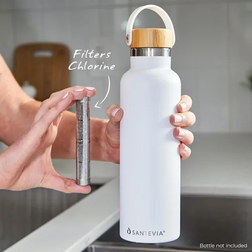Vista 4 de Santevia Filtro de botella de agua, Filtro de botella de agua para viajes, Se adapta a cualquier botella, Filtro de agua portátil, Filtro de agua