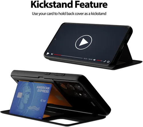 Vista 7 de GOOSPERY Parachoques Magnético Compatible con Galaxy S21 Ultra, Funda Tipo Billetera con Porta Tarjetas, Cierre Automático por Imán, Protección