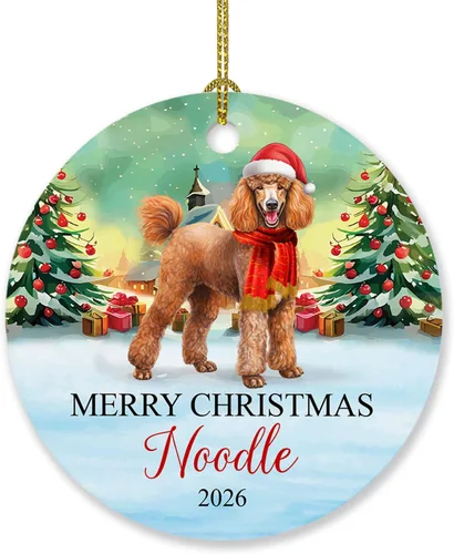 Vista 14 de Adorno personalizado de caniche negro, regalo para perro, mamá, perro, papá, adorno de Navidad único de perro caniche negro 2025, adorno de caniche