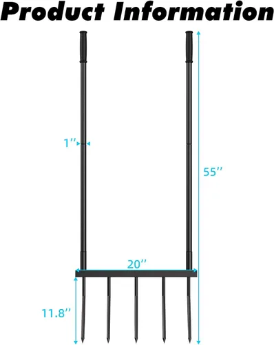 Vista 2 de Broadfork - Herramienta de jardín resistente, tenedor de 5 dientes anchos para jardinería, tenedor de jardín en forma de U para aflojar el suelo