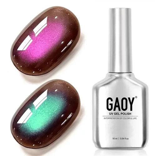 Vista 31 de GAOY Esmalte de uñas de gel Brown Cat Eye, 4629 azul ámbar, 0.5 fl oz Ámbar azul