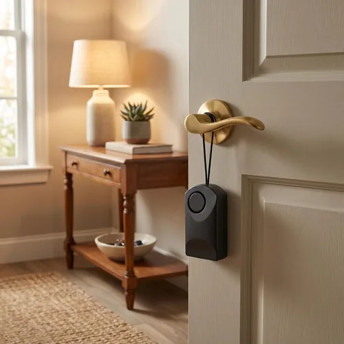 Vista 4 de Alarma de manija de puerta, alarma de perilla de puerta, alarma de seguridad para el hogar, sensor de puerta táctil, 120 db, alarma de seguridad