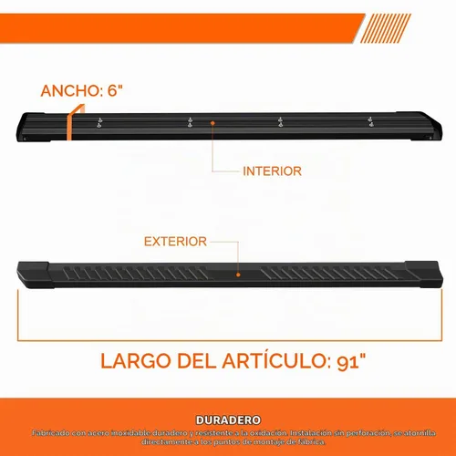Vista 3 de (2 piezas) Estribos de aluminio negro de 6 pulgadas, escalones laterales, barras Nerf compatibles con Ford F150 Crew Cab 04-14 Alulminum Negro