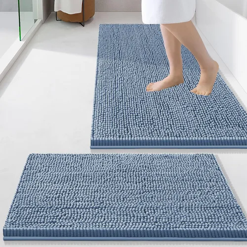 Vista 103 de Juego de alfombras de baño Smiry de 2 piezas, suave alfombra absorbente de chenilla y juego de alfombra en forma de U para inodoro, alfombra de baño