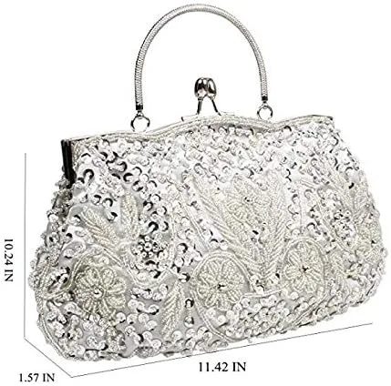Vista 6 de Tmore Bolso de noche grande con diseño de lentejuelas y cuentas