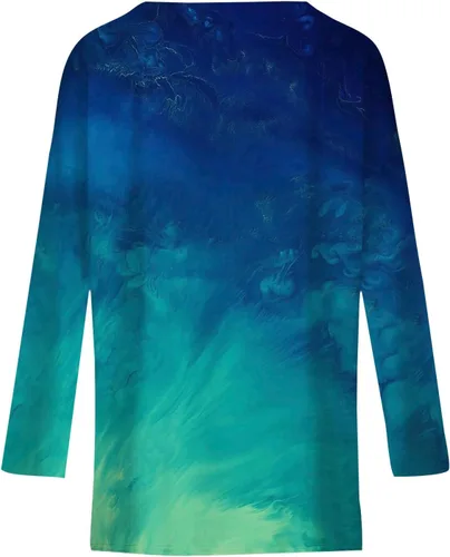 Vista 3 de Camisetas de talla grande para mujer, túnica a rayas de otoño, camisetas de manga larga con cuello en V, sudaderas de algodón de invierno