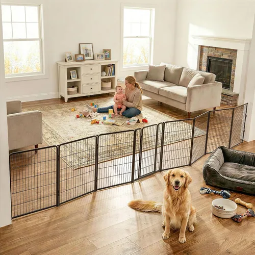 Vista 43 de FXW - Puerta para perro, extra ancha ajustable para aberturas de hasta 46 pulgadas, 24 pulgadas de alto Negro