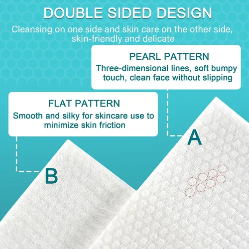 Vista 4 de Toalla facial desechable, toallita seca facial de algodón para piel sensible, pañuelos faciales para el cuidado de la piel, limpieza facial