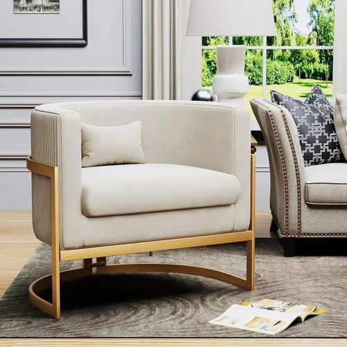 Vista 12 de Silla Decorativa Moderna de Cuero Sintético, Silla de Brazos Moderna y Confortable, Silla de Sofá Individual Tapizada para Sala de Estar