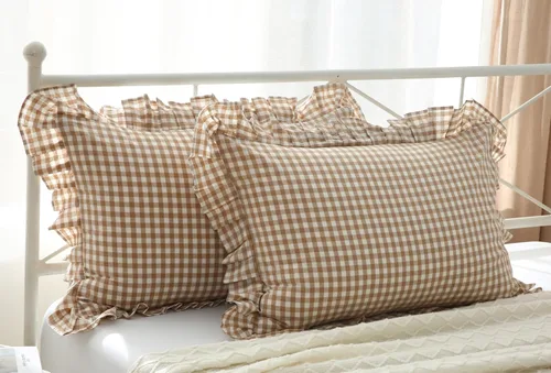 Vista 29 de Fundas de almohada cuadradas a cuadros en blanco y negro con volantes, fundas de almohada a cuadros, fundas de almohada de gingham, fundas
