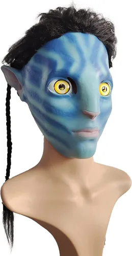 Vista 4 de Jack Sally - Máscara suave de látex azul 2022 para cosplay, reality show de Halloween accesorio de disfraz