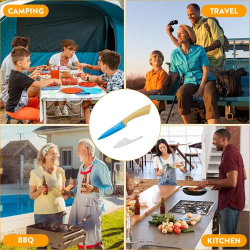 Vista 6 de Cuchillo de pelar azul profesional de alta nitidez, cuchillos de cocina con fundas, aporta color a la vida - Cuchillo de 8,9 cm de acero inoxidable