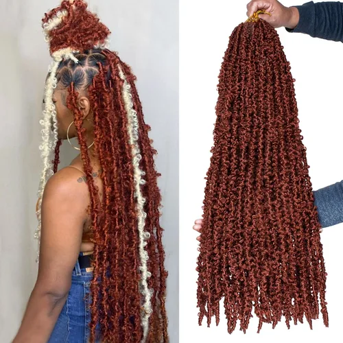 Vista 12 de Leeven Cabello de ganchillo de 12 pulgadas de color marrón mariposa 30#