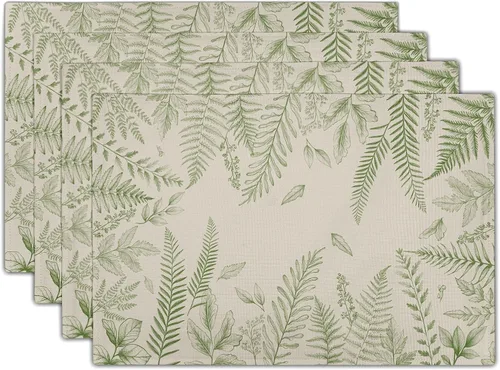 Vista 47 de Juego de 4 manteles individuales de otoño para mesa de comedor, hojas de calabazas de otoño, cosecha de Acción de Gracias, tela lavable