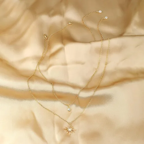 Vista 6 de Tewiky Delicados collares chapados en oro de 14 quilatesplata con circonita cúbica para mujer, joyería de circonita cúbica simple, regalos de moda