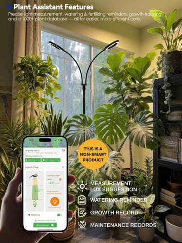 Vista 3 de GLOWRIUM Luces de cultivo para plantas de interior, lámpara de pie LED de espectro completo con soporte de altura y ángulo ajustables, luz