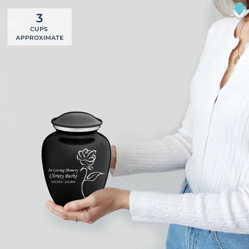 Vista 5 de Geturns Abraza pequeñas urnas de cremación de rosas personalizadas para cenizas humanas, urna funeraria negra para mujeres y hombres, 44 libras