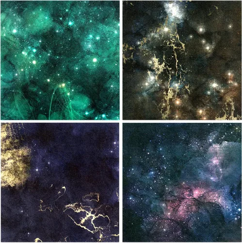 Vista 3 de BLEDS Papel de álbum de recortes, bloc de 24 hojas de papel para álbumes de recortes de manualidades de 12x12 pulgadas con patrón de galaxia