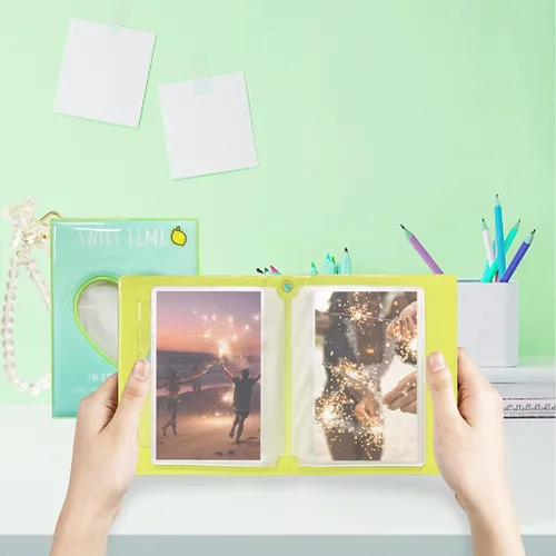 Vista 4 de 2 piezas Kpop soporte para tarjetas fotográficas, mini álbum de fotos de 3 pulgadas, carpeta de tarjetas fotográficas, pequeño libro de tarjetas