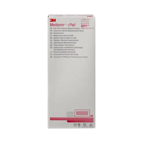 Vista 4 de 3M Medipore +Pad - Apósito adhesivo para heridas de tela suave, estéril, blanco, 3 1/2 x 10 pulgadas, 1 unidad, 100 paquetes, 100 en total
