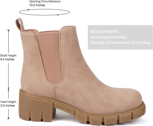 Vista 26 de starmerx Botines de plataforma para mujer, botas Chelsea elásticas, tacón medio, botines sin cordones