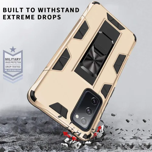 Vista 4 de Funda Samsung Galaxy S20 FE para Galaxy S20 FE 5G de grado militar con función atril integrada con soporte, resistente a prueba de golpes, funda