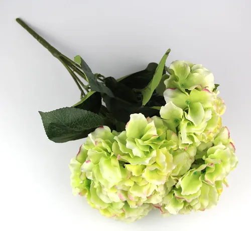 Vista 4 de Hortensia artificial Flor de seda 5 cabezas grandes ramo decoración del hogar
