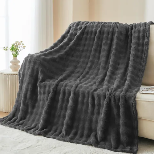 Vista 47 de NEWCOSPLAY Manta para Sofá Aqua Súper Suave de Franela Polar 3D Burbuja Ligera Manta de Cama para Uso en Todas las Estaciones (Aqua, Throw(50"x60"))