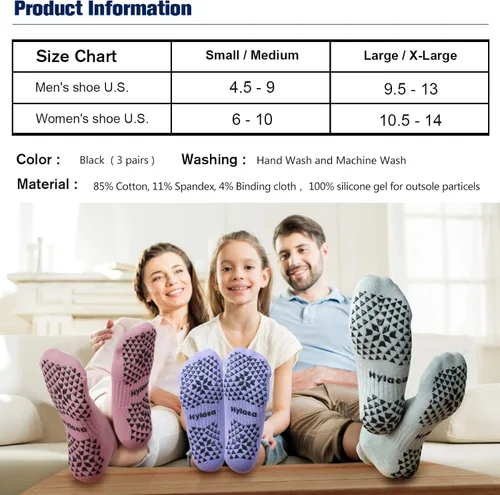 Vista 5 de Hylaea Calcetines antideslizantes unisex para yoga, hospitales, pilates y barre, al tobillo, acolchados