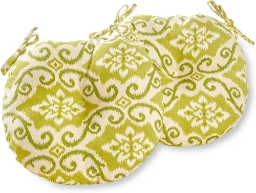 Vista 61 de Greendale Home Fashions Cojín redondo para asiento bistro de 15 pulgadas, 2 unidades (paquete de 1), Adobe Stripe