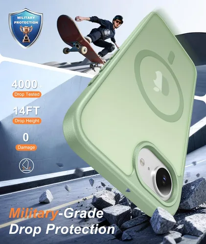Vista 737 de FNTCASE Funda para iPhone 17 Pro: Fundas delgadas translúcidas de color azul claro compatibles con MagSafe, protección completa de la cámara