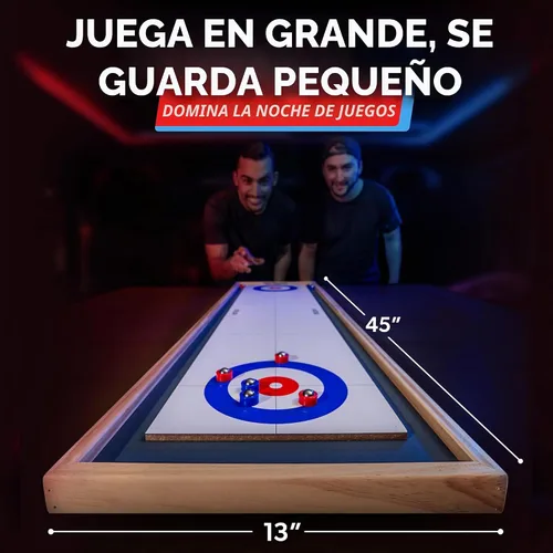Vista 5 de GoSports Juego de Shuffleboard y Curling 2 en 1 de Mesa
