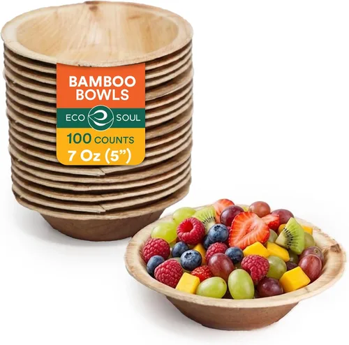 Vista 12 de ECO SOUL Cuencos de bambú de 7 onzas, compostables, resistentes