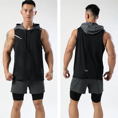 Vista 6 de Magiftbox T55N - Camiseta sin mangas para hombre, con capucha y corte atlético