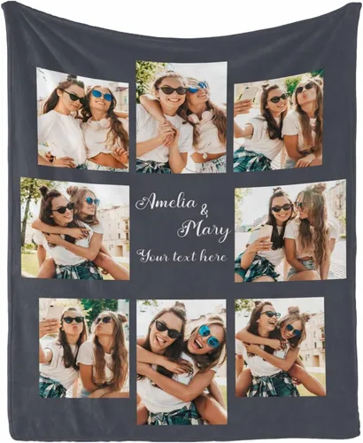 Vista 11 de InterestPrint Manta personalizada con texto y fotos, collage, regalo personalizado para cumpleaños, aniversario, boda, regalo personalizado